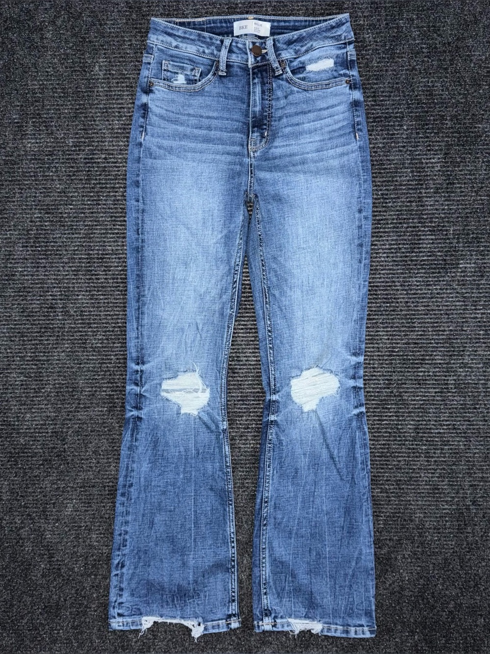 Buckle BKE Billie Slim Fit High Rise Bootcut Jeans 26x29.5 Distressed AXB820S
